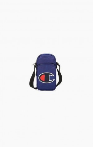 Borse Uomo Champion Satin C Logo Patch Double Cinturino Crossbody Bag Blu | 1578-SGVWX