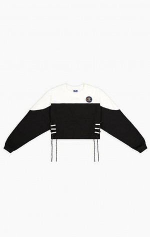 Felpe Donna Champion Pizzo Up Side Colour Block Copped Sweatshirt Nere Bianche | 8625-AFYES