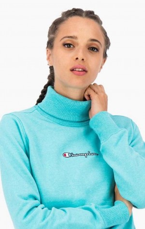 Felpe Donna Champion Satin Stitch Script Logo Sweatshirt Verde Acqua | 5392-KJGTZ