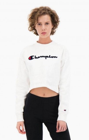 Felpe Donna Champion Velvet Script Logo High Neck Sweatshirt Rosa | 8937-DWOQR