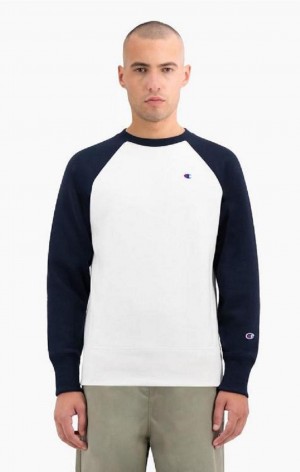 Felpe Uomo Champion Colour Block Reverse Weave Sweatshirt Bianche | 4869-DOIVC