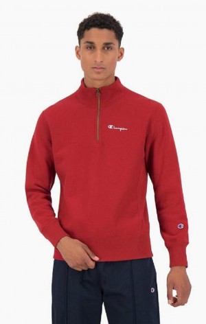 Felpe Uomo Champion Half Zip-Up Reverse Weave Sweatshirt Bordeaux | 8034-RTHVP