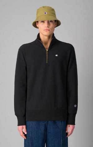 Felpe Uomo Champion Half Zip-Up Reverse Weave Sweatshirt Nere | 2980-IFLNY