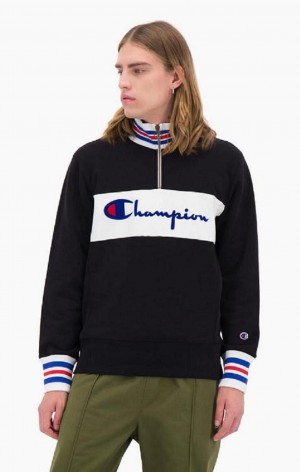 Felpe Uomo Champion Half Zip-Up Script Logo Sweatshirt Nere | 1549-XBZAS