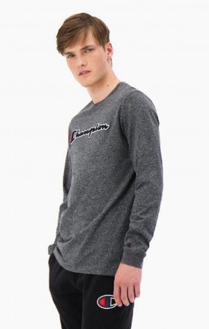 Felpe Uomo Champion Script Logo Cotone Jersey Sweatshirt Grigie Scuro | 7104-WAMQT