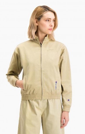 Giacche Donna Champion Vertical Script Logo Woven Jacket Beige | 1928-WHSME