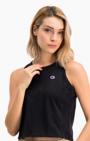 Magliette Donna Champion Costine Insert Cropped Tank Top Nere | 4658-OWEPV