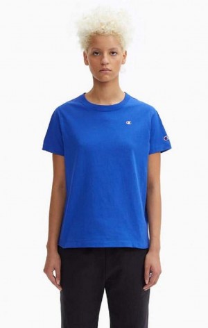 Magliette Donna Champion Crew Neck T-Shirt Blu | 5279-NGLAF