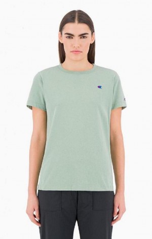 Magliette Donna Champion Crewneck C Logo T-Shirt Verdi | 5897-YLTPV