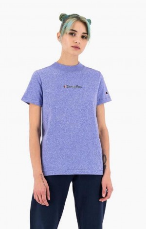 Magliette Donna Champion Jaspé Script Logo T-Shirt Blu | 6807-TNHKJ