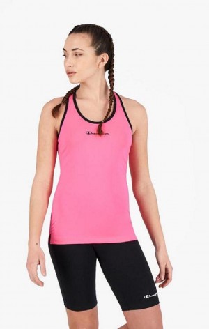 Magliette Donna Champion Script Logo Allenamento Vest Fucsia | 8693-VPUAI