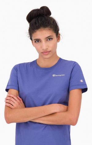 Magliette Donna Champion Small Script Logo T-Shirt Verde Acqua Blu | 1590-IHJOC