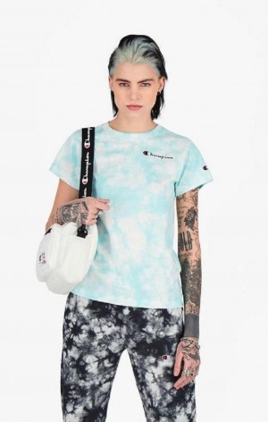 Magliette Donna Champion Tie Dye Digitale Print T-Shirt Blu Chiaro | 9615-VYCWJ