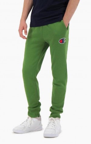 Pantaloni Jogger Uomo Champion Scamosciate C Cotone Terry Cuffed Joggers Verdi | 3461-GDIJL