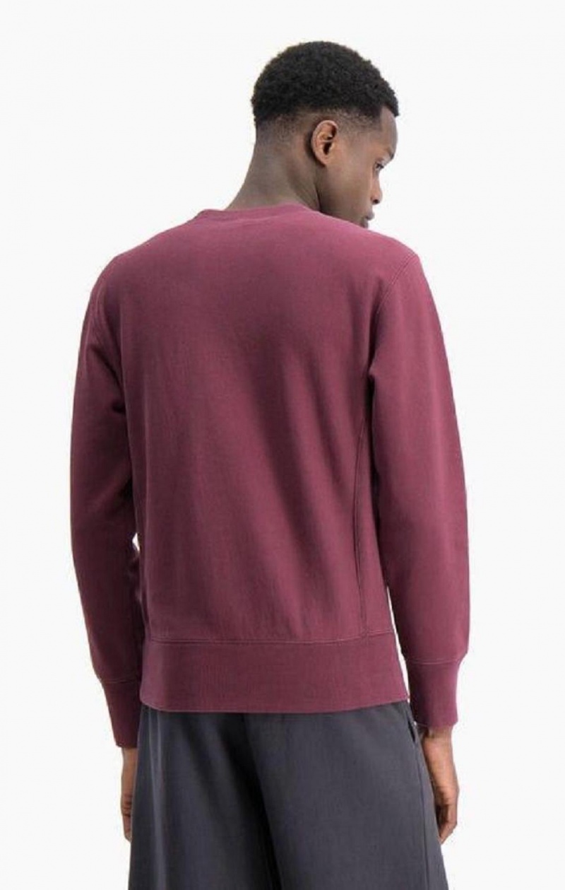 Felpe Uomo Champion Acid Wash Reverse Weave Sweatshirt Bordeaux | 1839-QAKTL