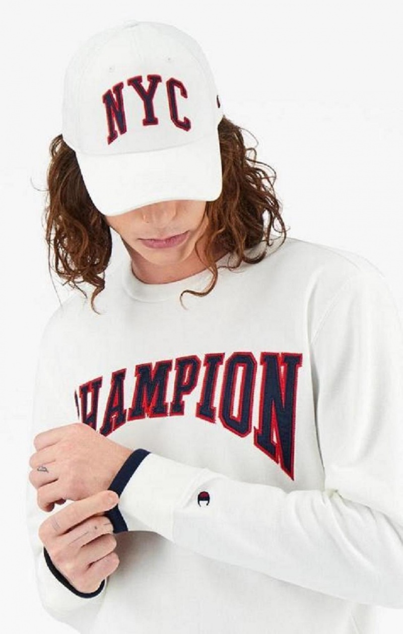 Felpe Uomo Champion Collegiate Logo Sweatshirt Bianche | 8123-RKWDU