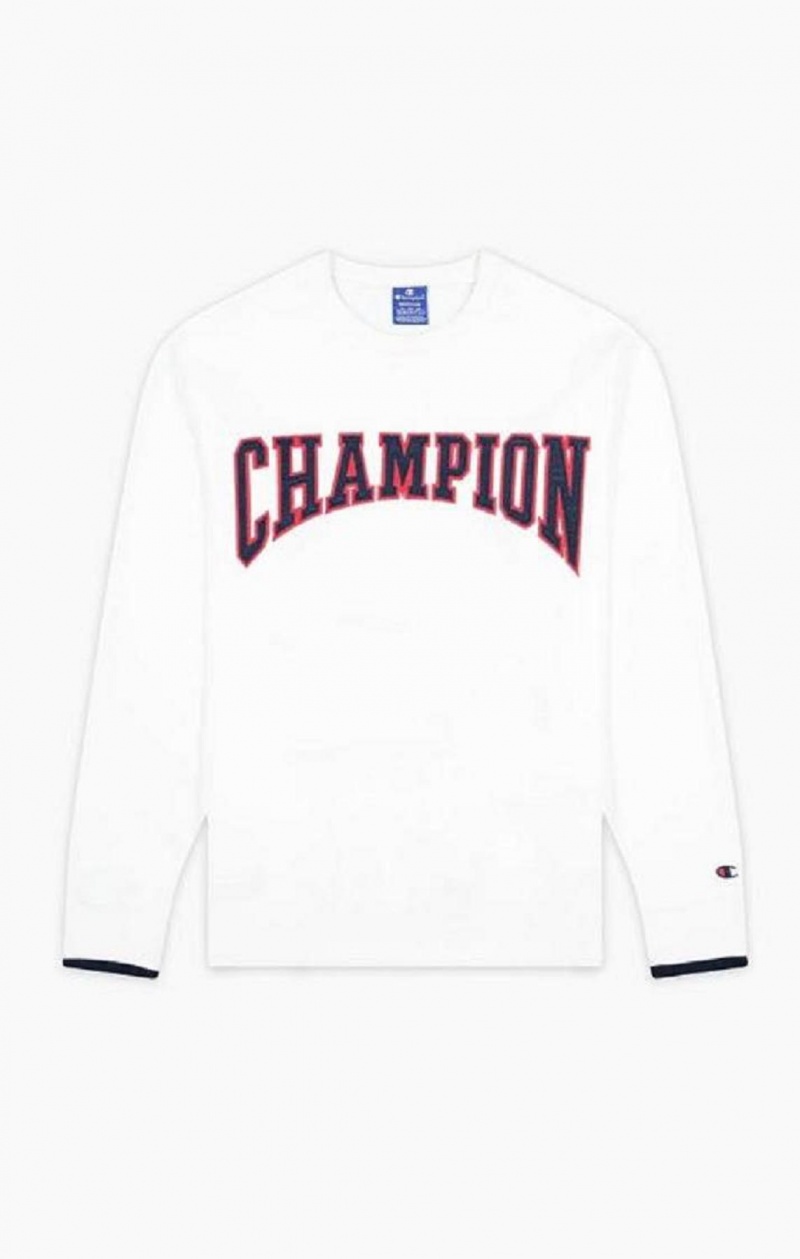 Felpe Uomo Champion Collegiate Logo Sweatshirt Bianche | 8123-RKWDU