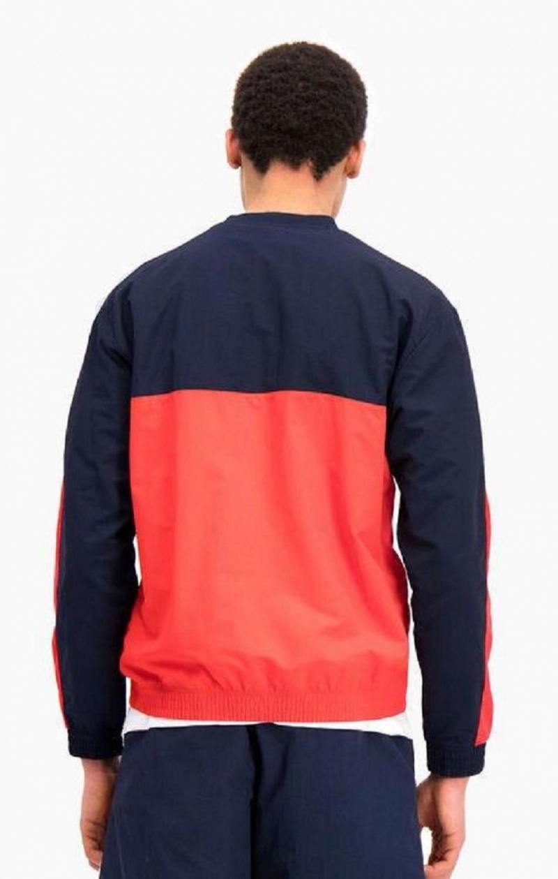 Felpe Uomo Champion Colour Block And Stripe Pista Sweatshirt Rosse | 7152-VXRCN