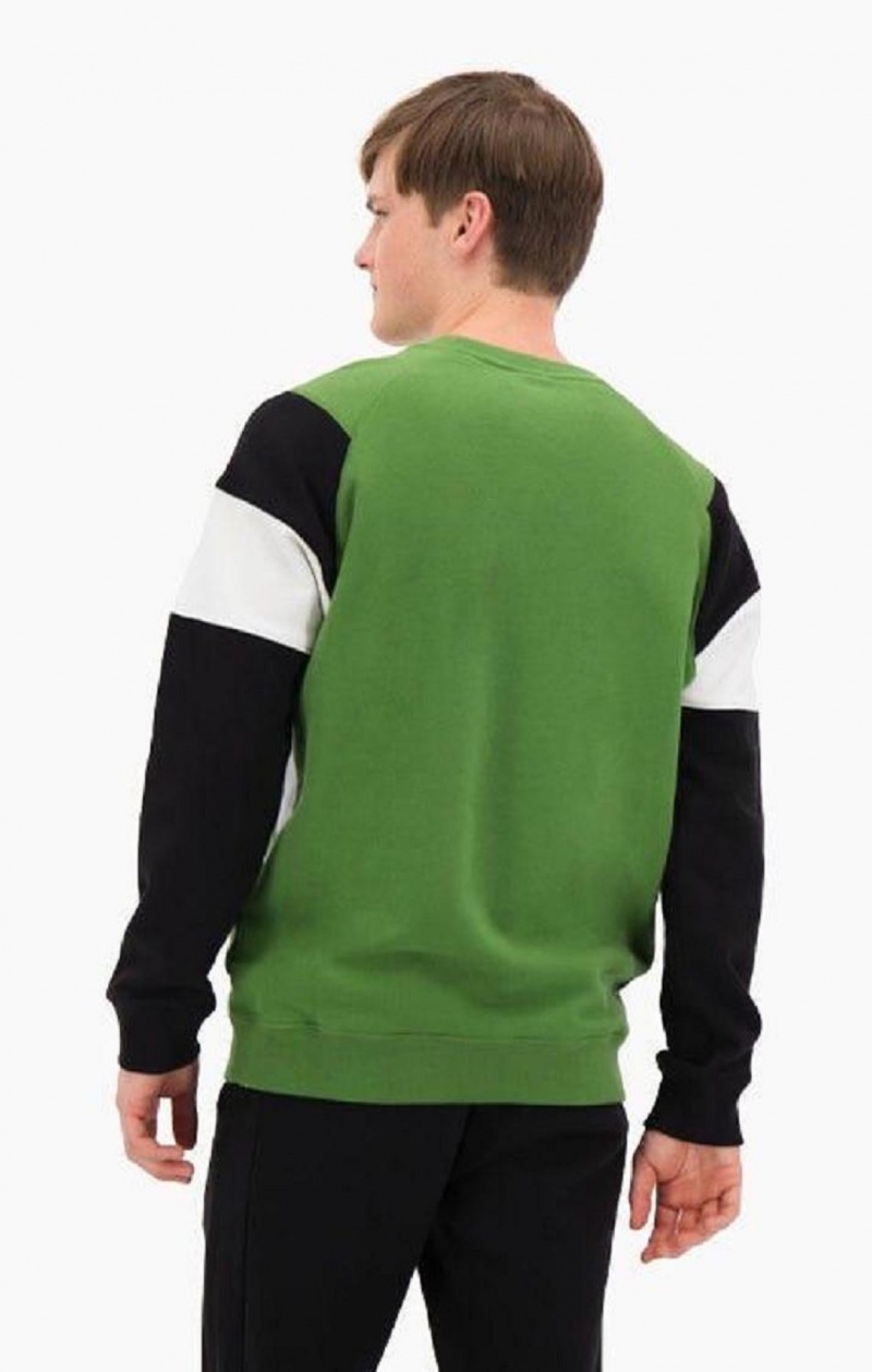 Felpe Uomo Champion Colour Block Cotone Terry Sweatshirt Verdi | 4890-RSVUW