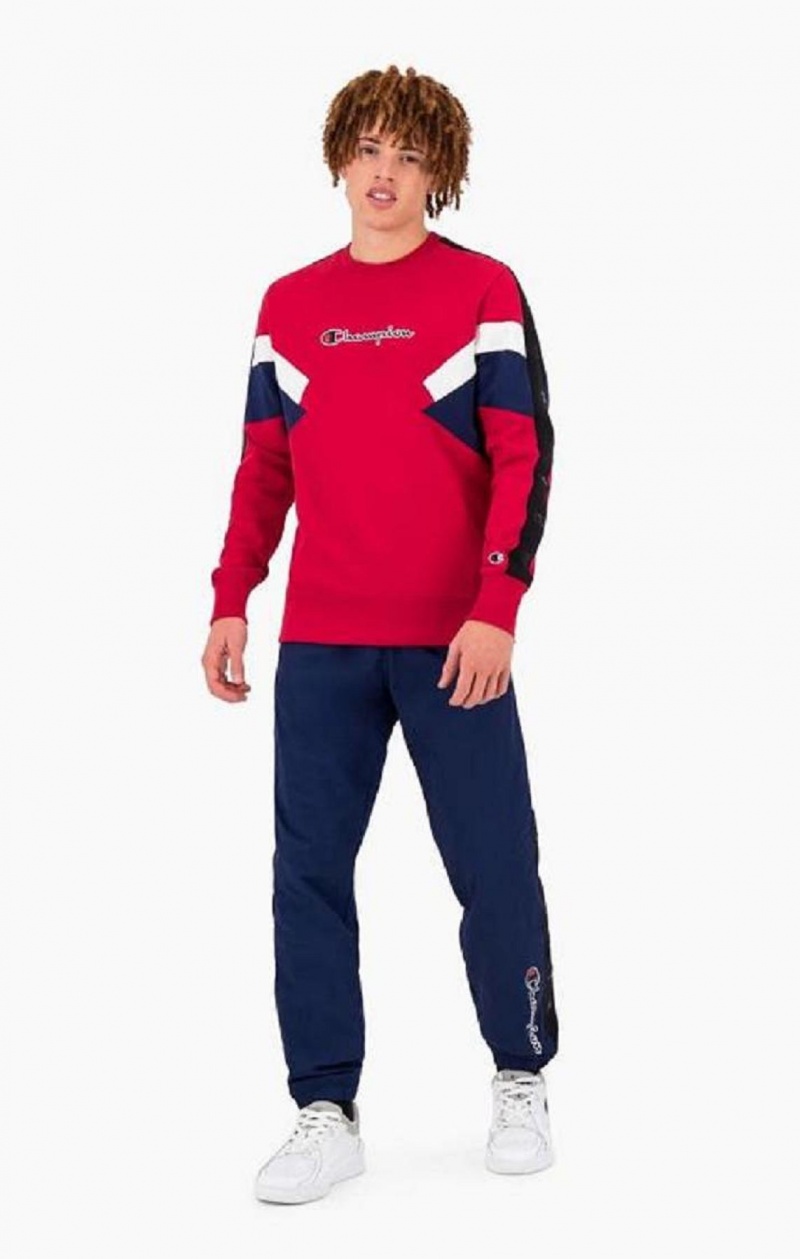 Felpe Uomo Champion Colour Block Insert Fleece Sweatshirt Rosse | 6704-EDORF