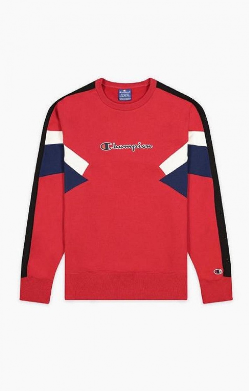 Felpe Uomo Champion Colour Block Insert Fleece Sweatshirt Rosse | 6704-EDORF