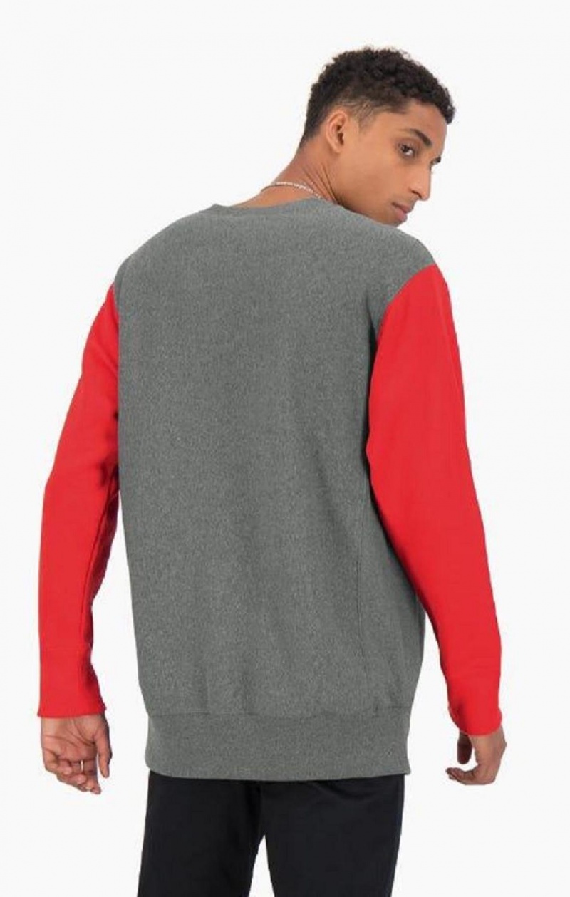 Felpe Uomo Champion Colour Block Reverse Weave Sweatshirt Grigie Scuro | 1743-FRNQZ