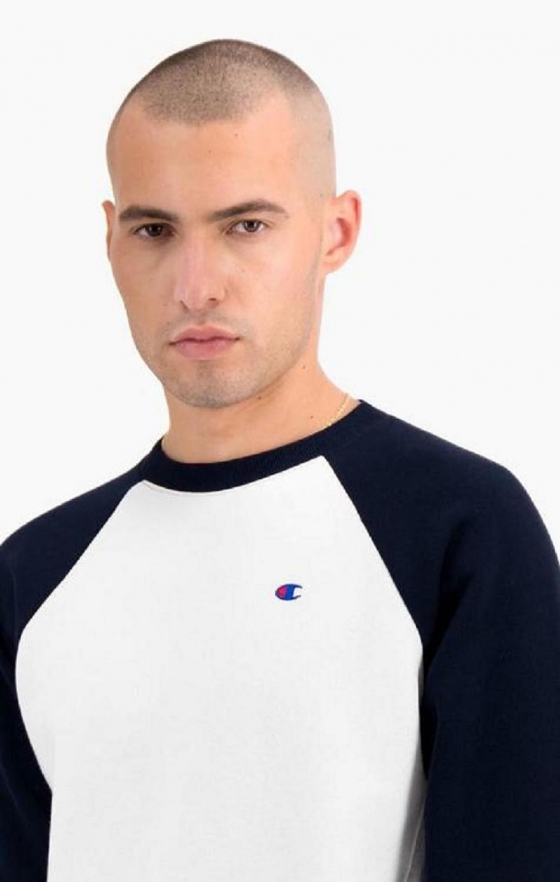 Felpe Uomo Champion Colour Block Reverse Weave Sweatshirt Bianche | 4869-DOIVC