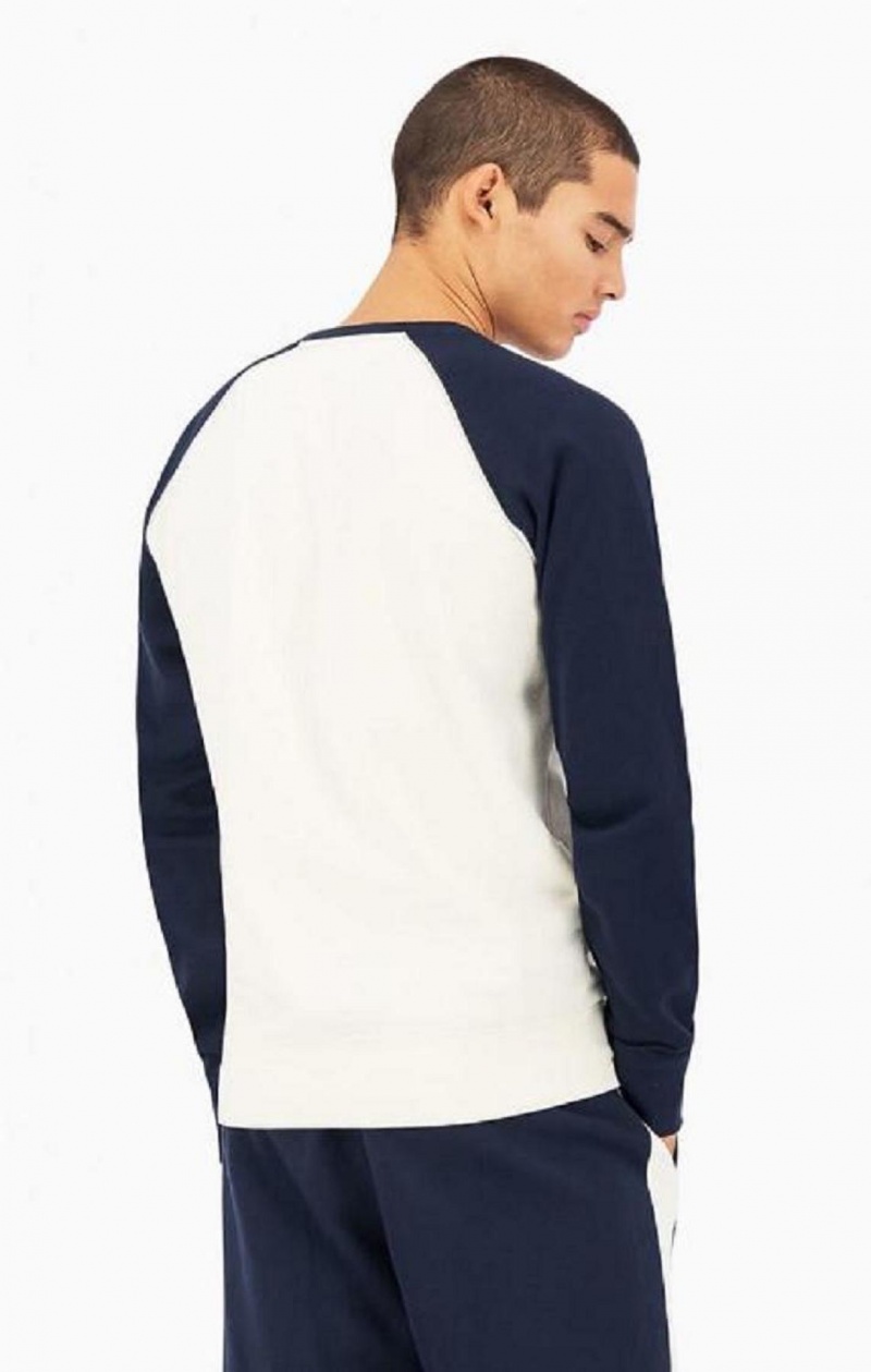 Felpe Uomo Champion Colour Block Script Logo Sweatshirt Blu Scuro | 3590-ODTAL