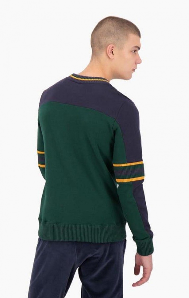 Felpe Uomo Champion Colour Block Script Logo Sweatshirt Verdi | 5490-MSIBV