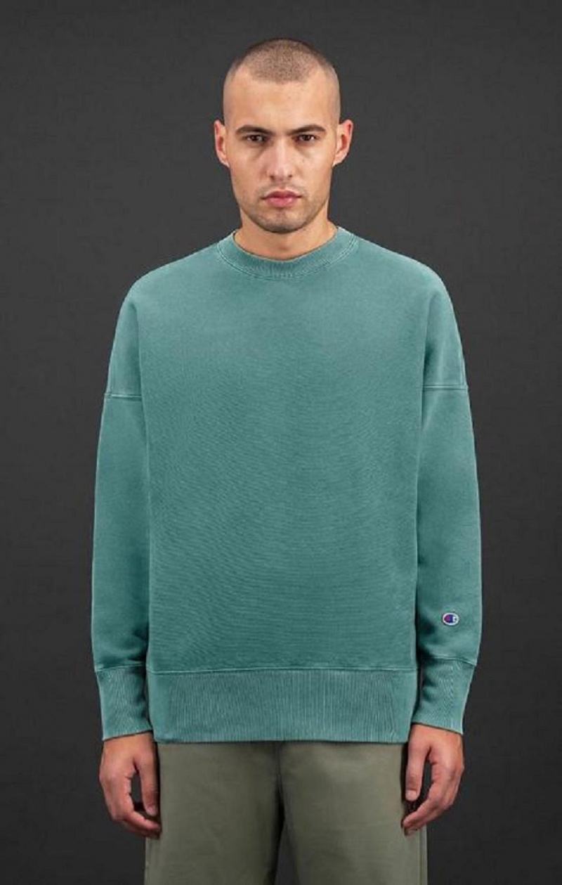 Felpe Uomo Champion Drop Shoulder Reverse Weave Sweatshirt Verdi | 2683-ABWVM