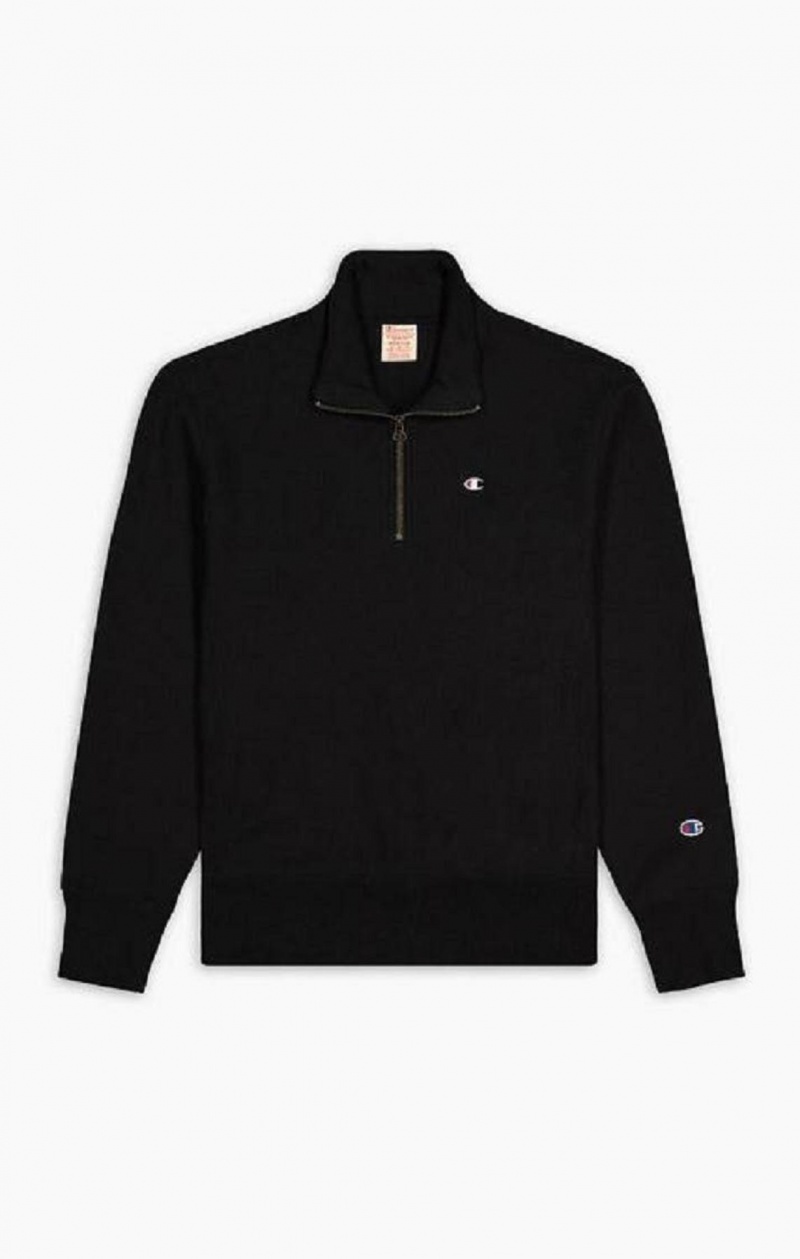 Felpe Uomo Champion Half Zip-Up Reverse Weave Sweatshirt Nere | 2980-IFLNY