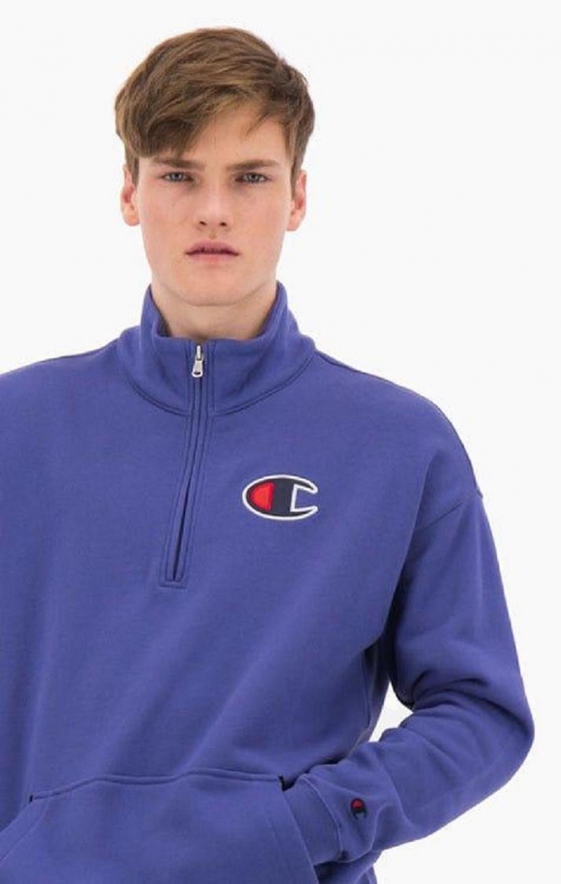 Felpe Uomo Champion Half Zip-Up Scamosciate C Sweatshirt Gialle | 8069-SMEXI