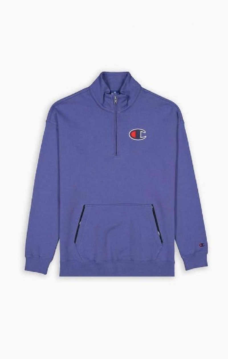 Felpe Uomo Champion Half Zip-Up Scamosciate C Sweatshirt Gialle | 8069-SMEXI