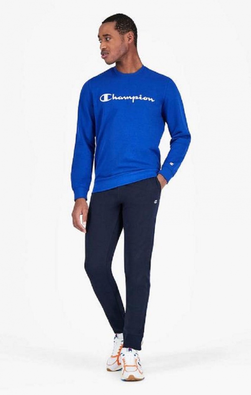 Felpe Uomo Champion Mesh Effect Script Logo Sweatshirt Blu | 8792-WLFKV