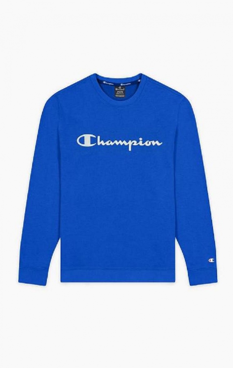 Felpe Uomo Champion Mesh Effect Script Logo Sweatshirt Blu | 8792-WLFKV