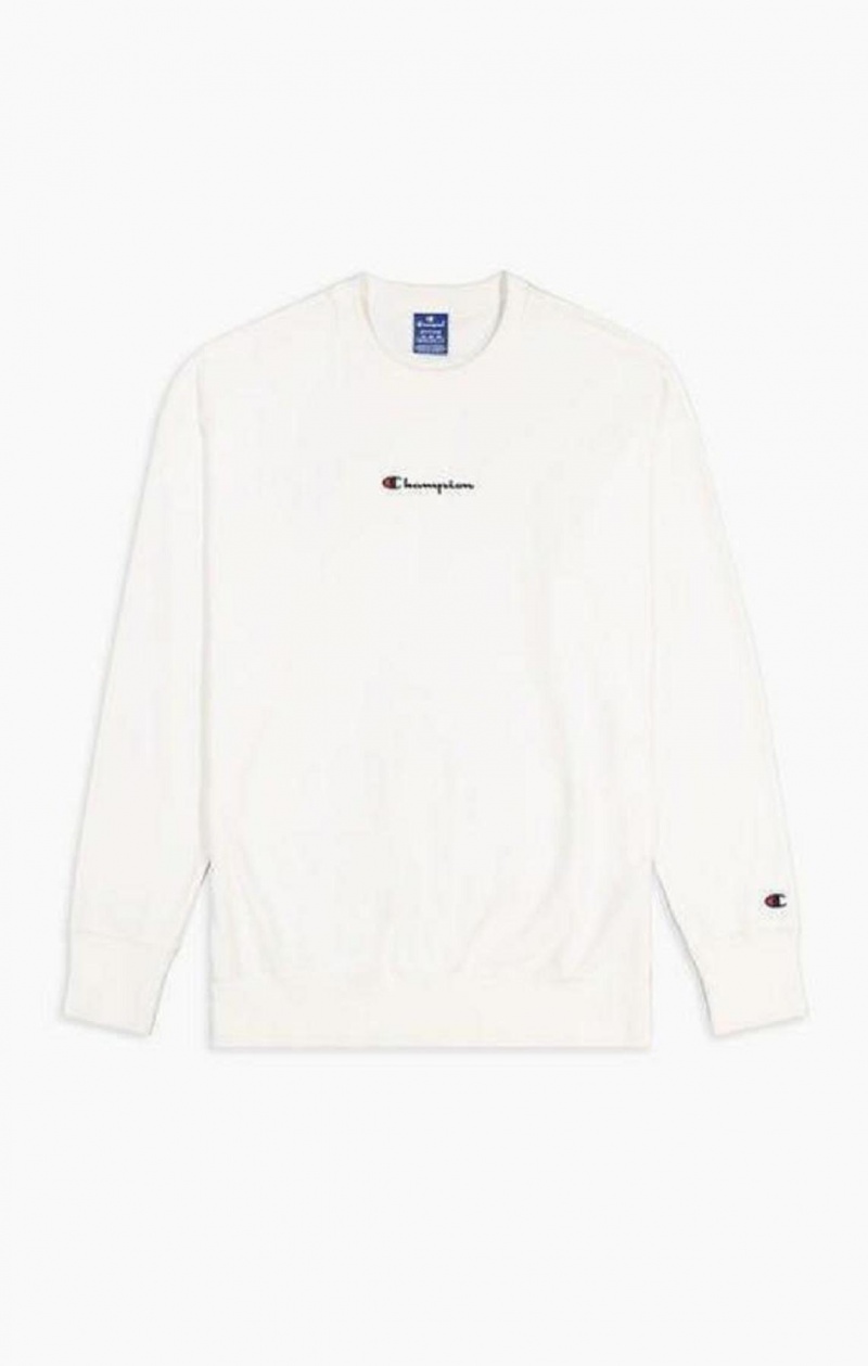 Felpe Uomo Champion Oversized Script Logo Print Sweatshirt Bianche | 2901-MASJY