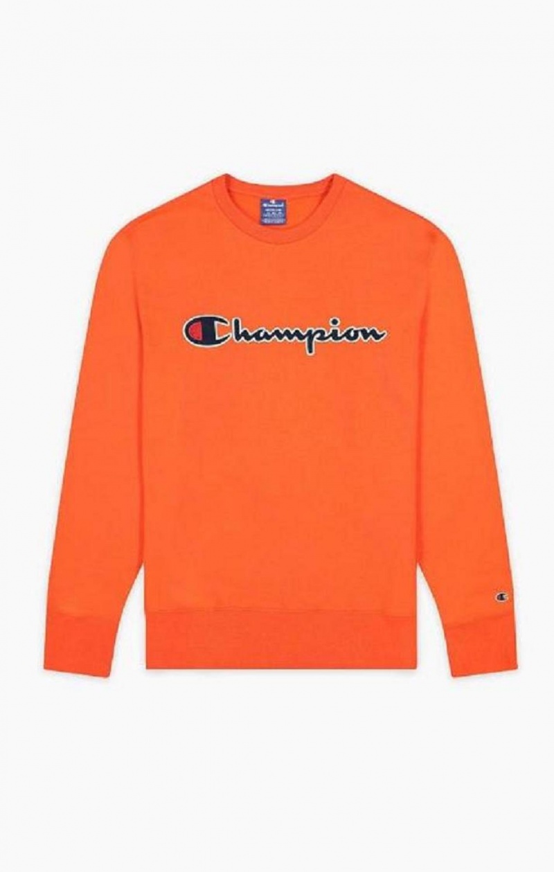 Felpe Uomo Champion Satin Stitch Script Logo Fleece Sweatshirt Rosse | 0318-RVNAS