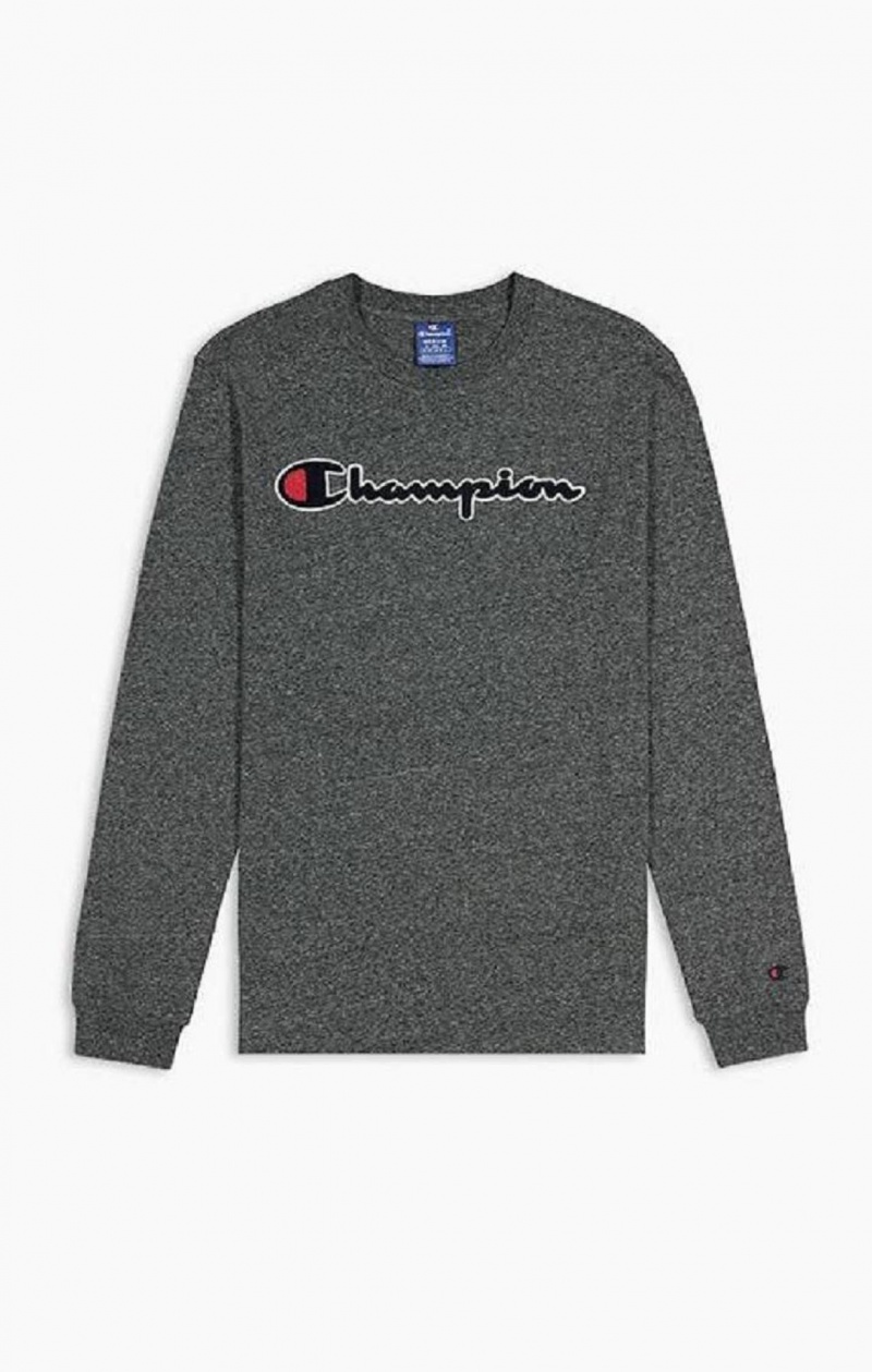 Felpe Uomo Champion Script Logo Cotone Jersey Sweatshirt Grigie Scuro | 7104-WAMQT