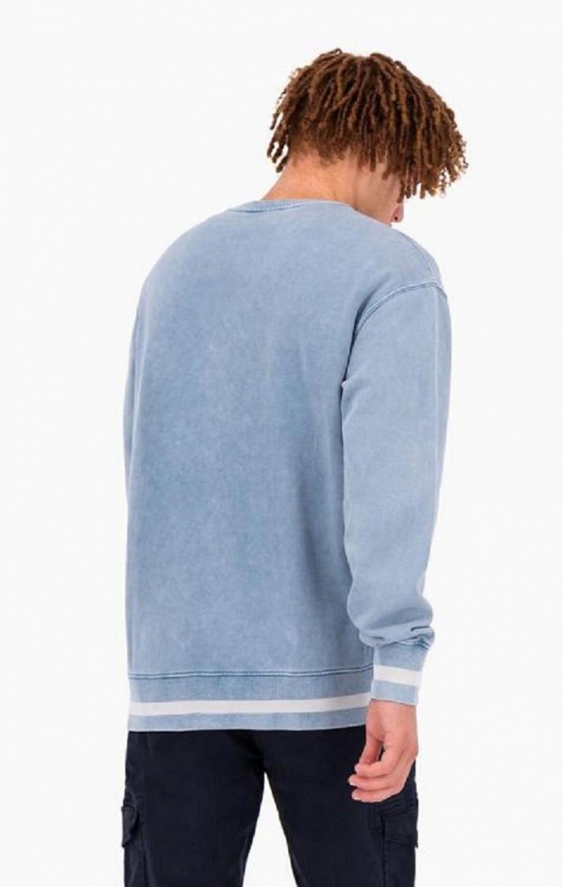 Felpe Uomo Champion Script Logo Reverse Weave Sweatshirt Blu | 6918-FCTJR