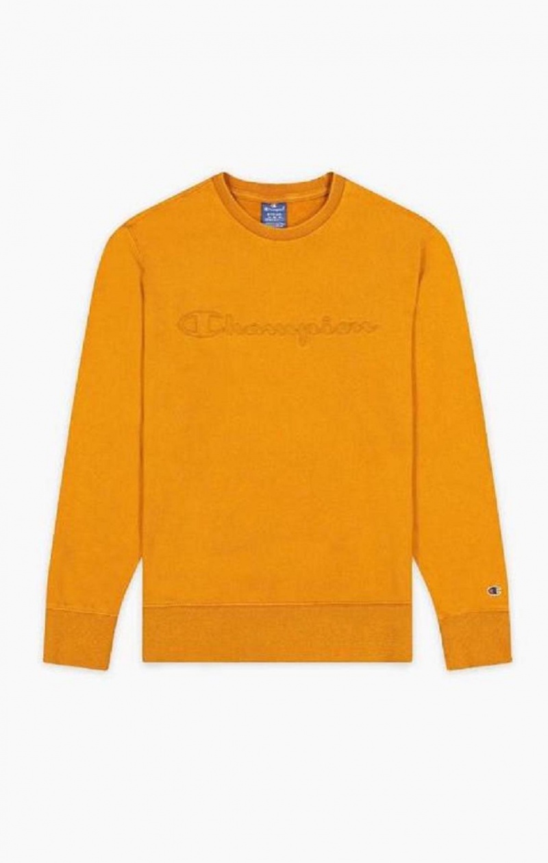 Felpe Uomo Champion Script Logo Reverse Weave Sweatshirt Arancioni | 3108-HFCZW