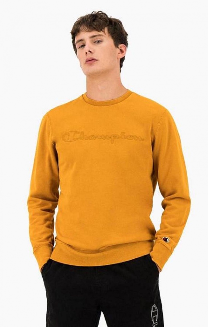 Felpe Uomo Champion Script Logo Reverse Weave Sweatshirt Arancioni | 3108-HFCZW