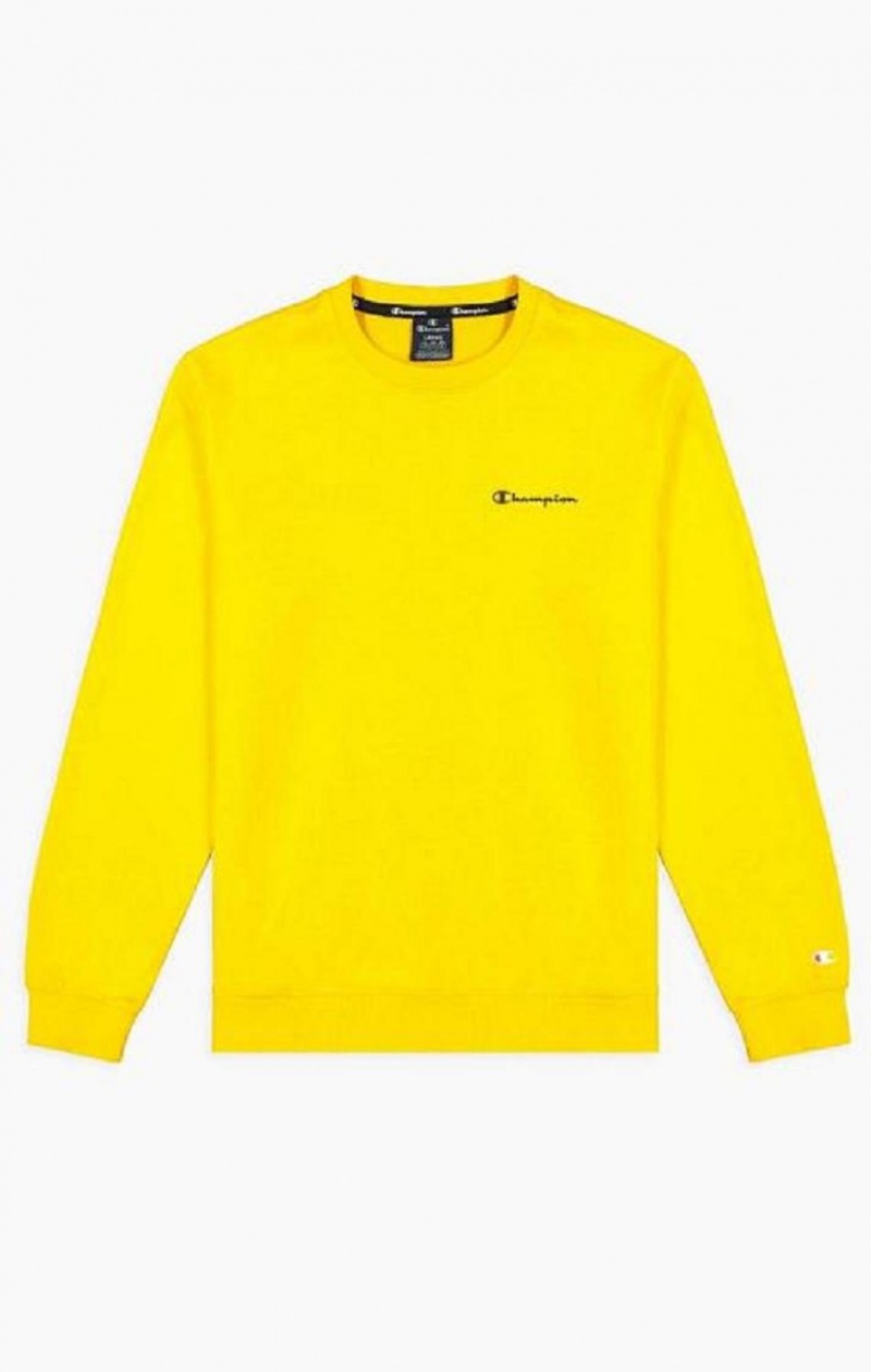 Felpe Uomo Champion Small Script Logo Sweatshirt Gialle | 6240-HEATO