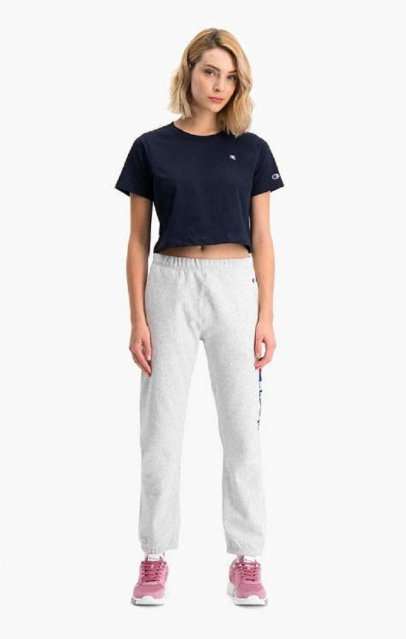 Magliette Donna Champion C Logo Crew Neck Cropped T-Shirt Blu Scuro | 9741-KFDTW