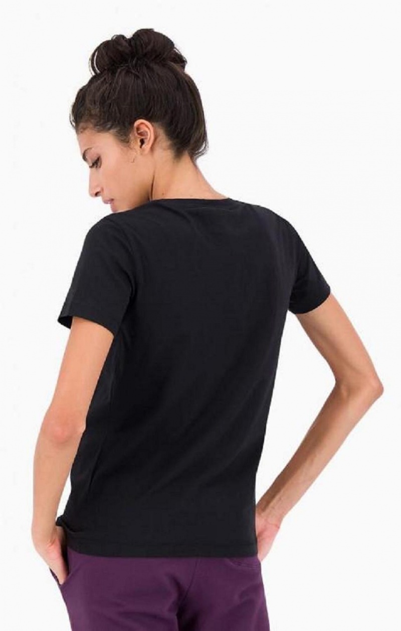 Magliette Donna Champion Contrast Script Logo T-Shirt Nere | 4501-BKGUX