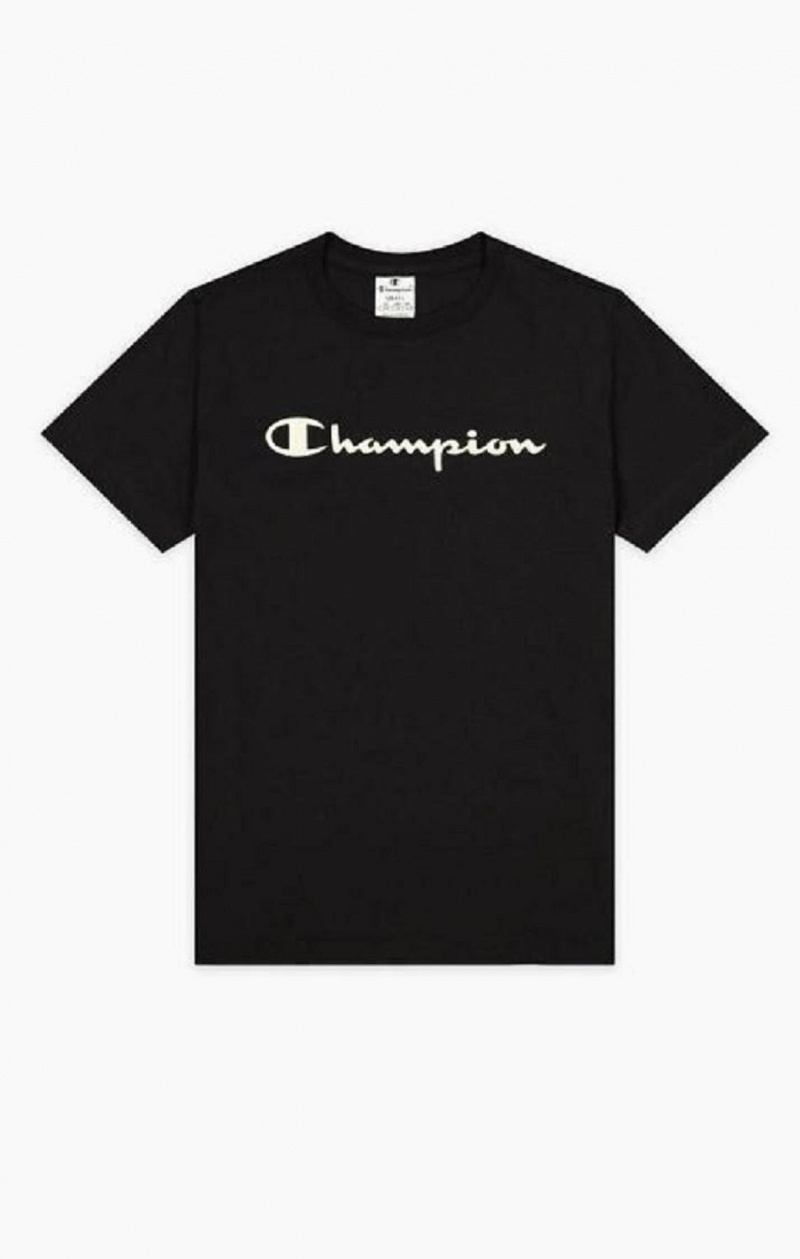 Magliette Donna Champion Contrast Script Logo T-Shirt Nere | 4501-BKGUX