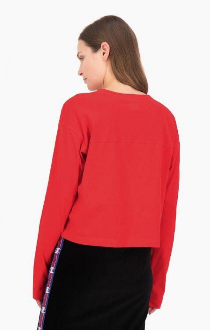 Magliette Donna Champion Cropped Script Logo Jersey Top Rosse | 8734-EDLFM