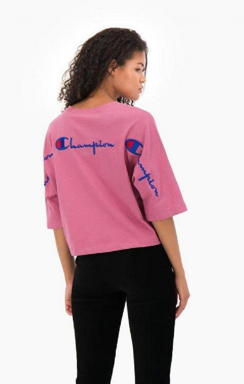 Magliette Donna Champion Cropped Script Logo T-Shirt Rosse | 4172-KICER