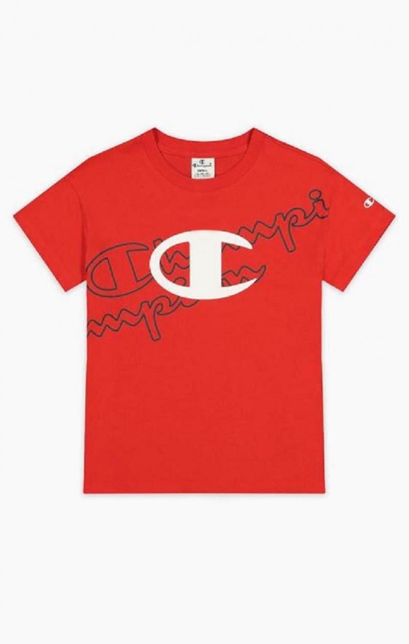 Magliette Donna Champion Multi Logo Cropped T-Shirt Rosse | 4972-BAHKP