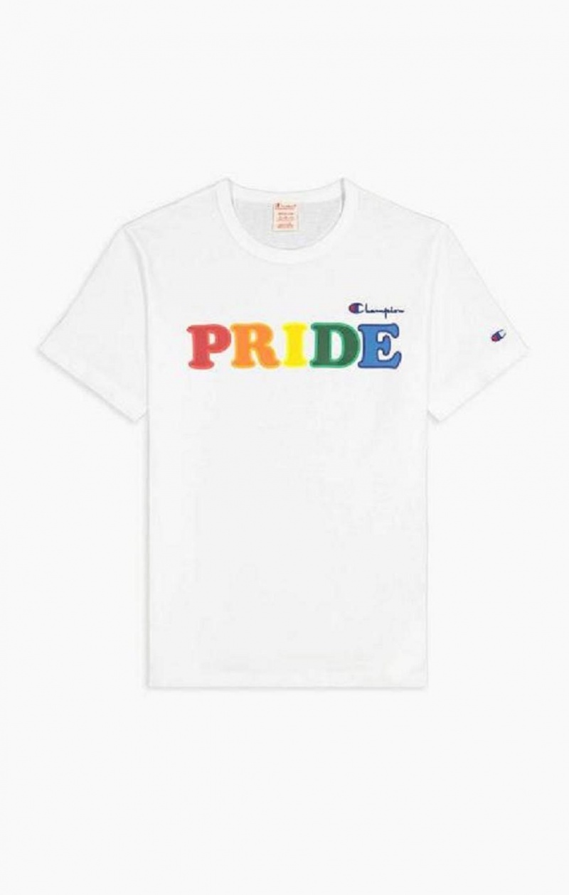 Magliette Donna Champion PRIDE C Logo Crew Neck T-Shirt Bianche | 8064-MXITY