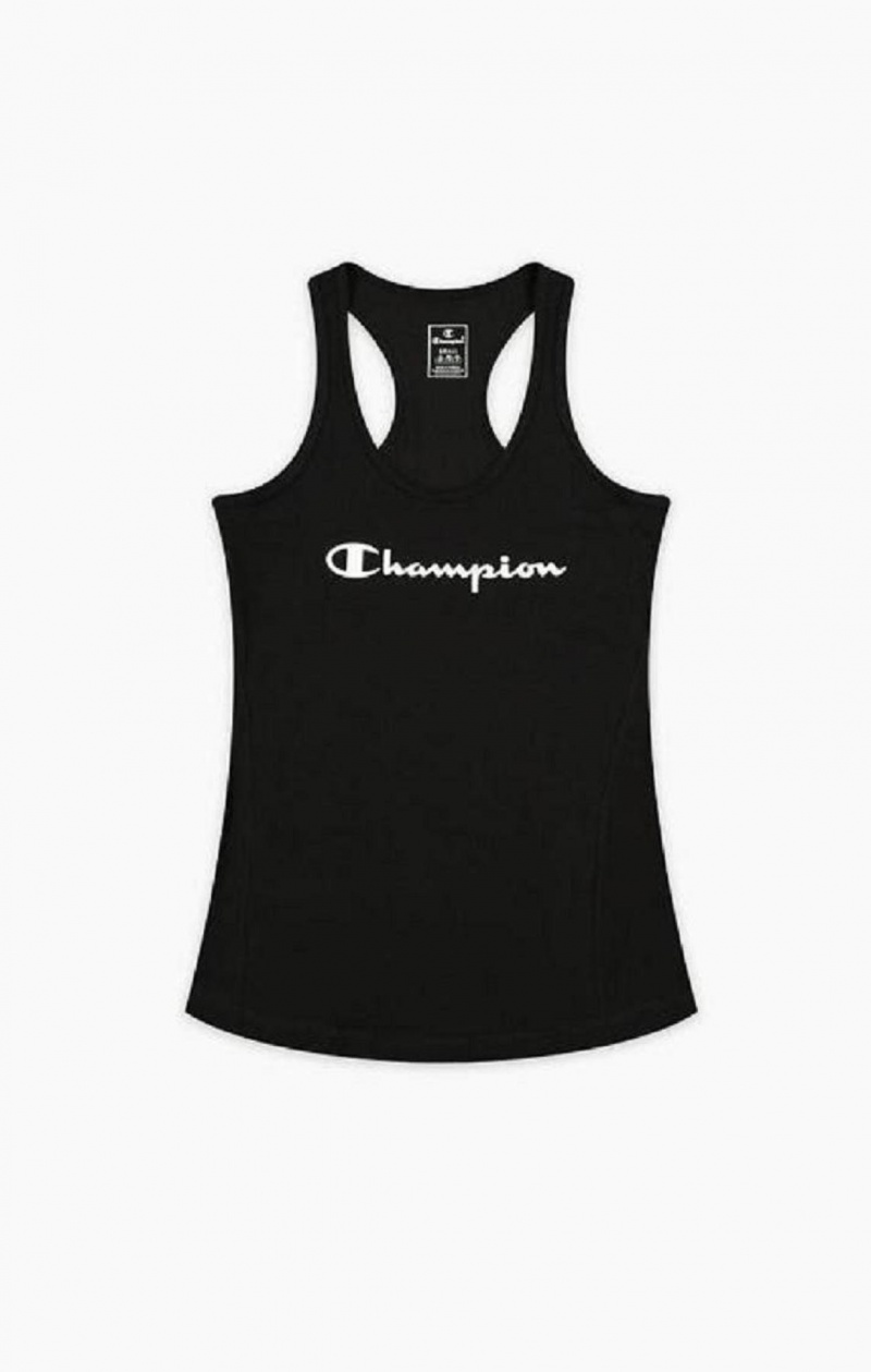 Magliette Donna Champion Script Logo Allenamento Vest Nere | 4916-GSWEK